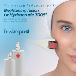 <strong>Brightening Fusion</strong> or <strong> HydraCrude</strong>  with a FREE Derma Roller